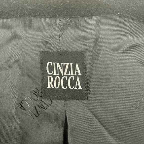 Cinzia Rocca Womens Wool Angora Dress Coat Size S Black Satin Pockets Coquette - Picture 6 of 16